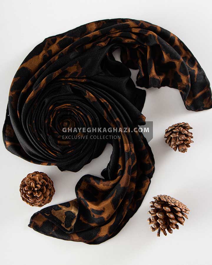 روسری نخی پاییزه پلنگی - مدل 7220 تک رنگ
