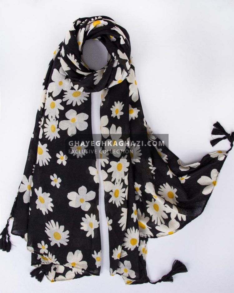 شال نخی چهارفصل طرح بابونه - مدل 2388 تک رنگ