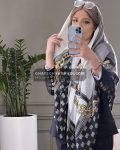 روسری نخی چهارفصل طرح برند گوچی - مدل 7376 تک رنگ