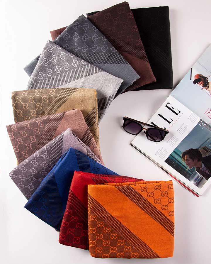 روسری نخی ژاکارد طرح برند گوچی - مدل 7441 رنگهای زیبا