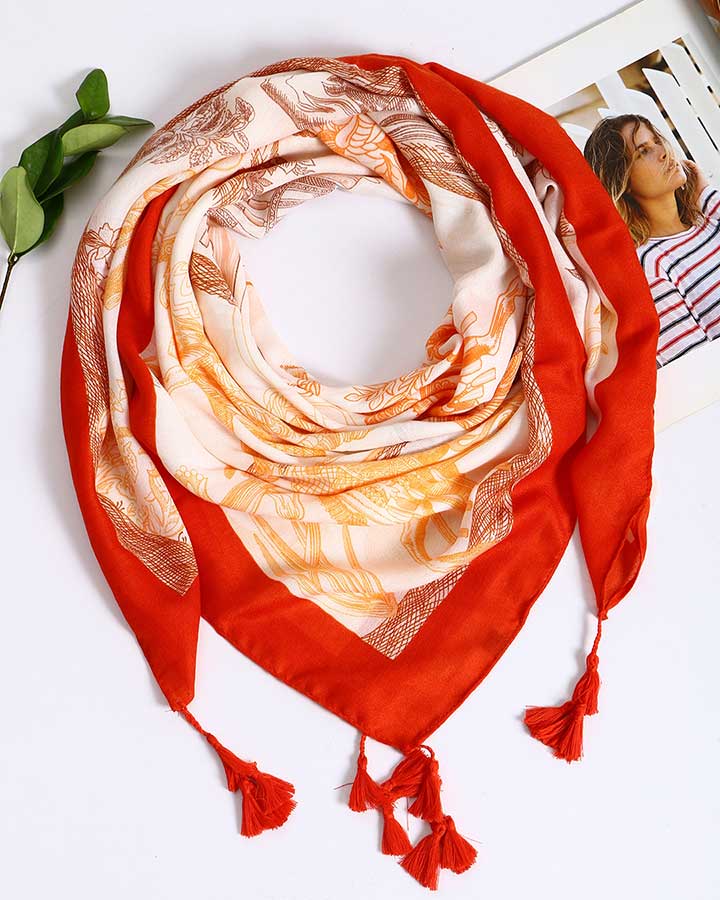 روسری نخی چهارفصل شانتی - مدل 7393 تک رنگ