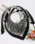 روسری ابریشم ژاکارد طرح برند فندی - 8137 تک رنگ